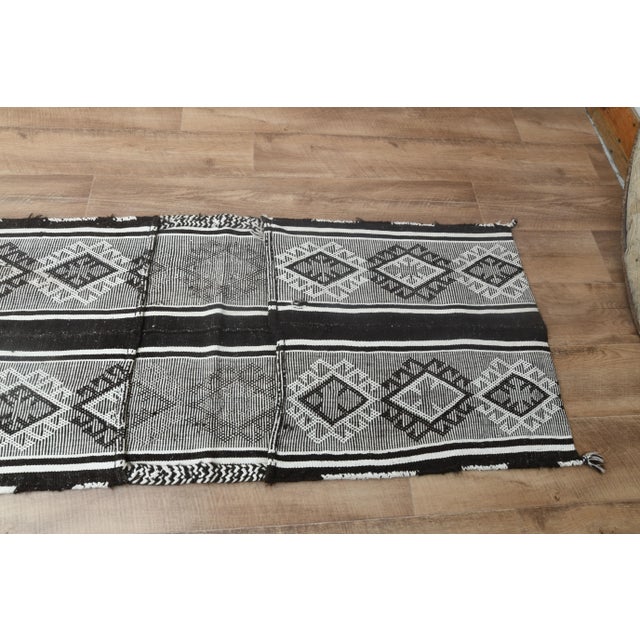 1970s Vintage Turkish Handmade Wool Cotton Gray Kilim Runner Rug For Sale - Image 11 of 11