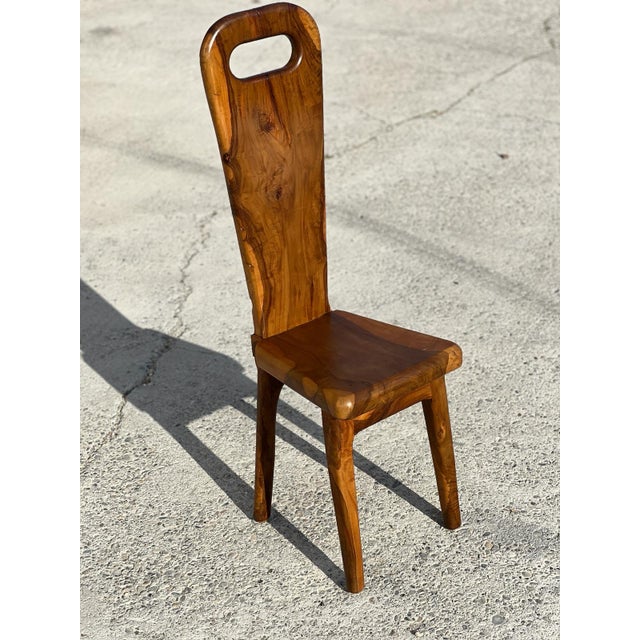Sculptural High-Back Chair in Olive Wood, France, 1960s For Sale - Image 9 of 9