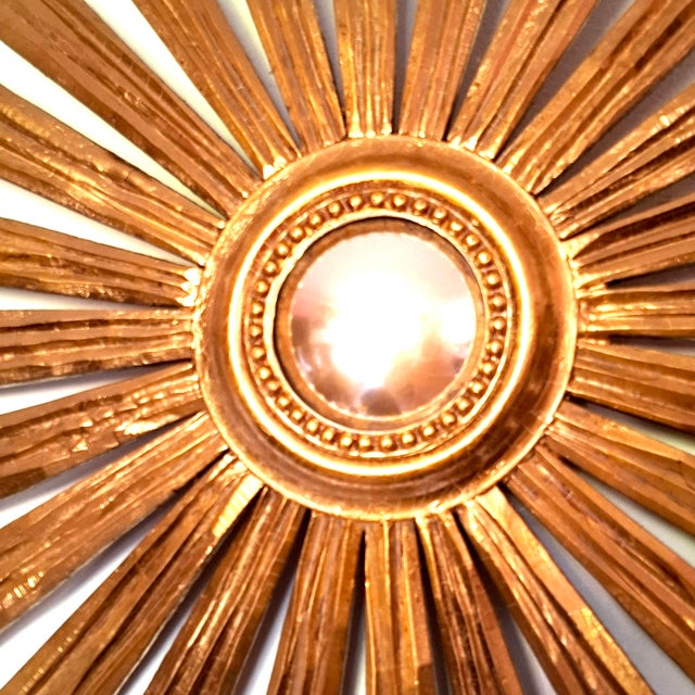 Large Sunburst Wall Mirror in Gilded Wood, Italy, 1960s For Sale - Image 12 of 16
