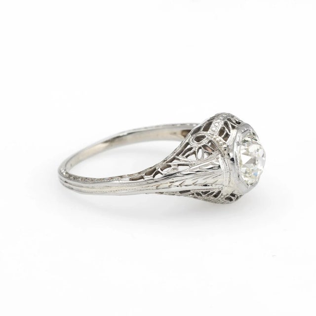Art Deco Vintage Art Deco Diamond Ring 0.60ctw Old Mine Filigree Engagement Jewellery size 4.5 For Sale - Image 3 of 7