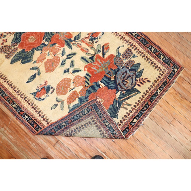 Ivory Zabihi Collection Floral Square Persian Afshar Rug For Sale - Image 8 of 9
