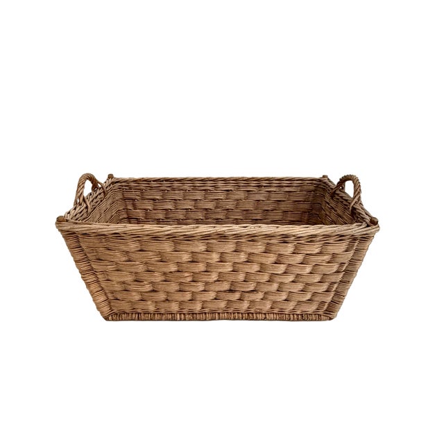 1960s French Wicker Market Basket Extra Large 33" X 24" For Sale - Image 4 of 6