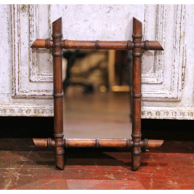 Early 20th Century Early 20th Century French Faux Bamboo Walnut Wall Mirror For Sale - Image 5 of 6