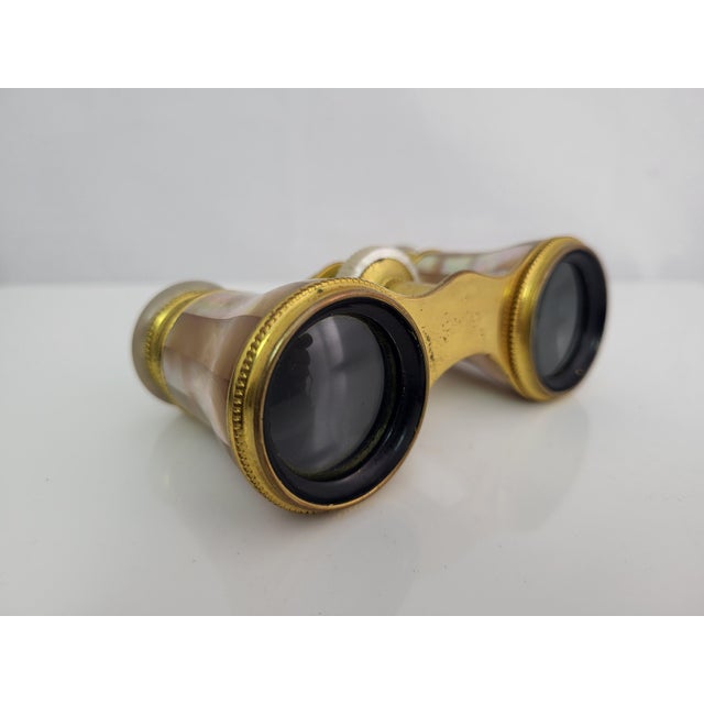 Antique Lemaire Fi Paris Mother of Pearl Inlay Opera Glasses Binoculars & Case For Sale - Image 4 of 13