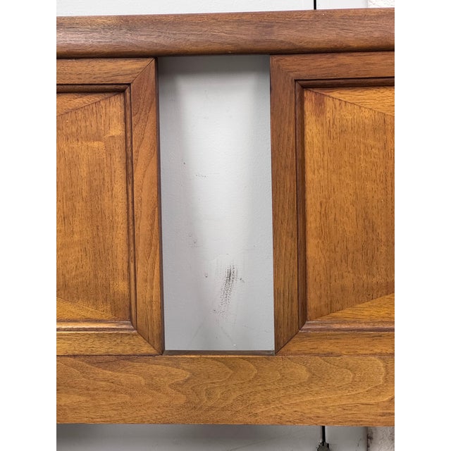 Wood Circa 1960's Eastern King Size John Stuart for Mount Airy Janus Collection Walnut Headboard For Sale - Image 7 of 12