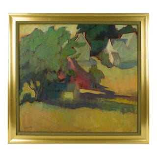 In the English Countryside Oil on Canvas Painting by R. Boughton, Circa 1950 For Sale