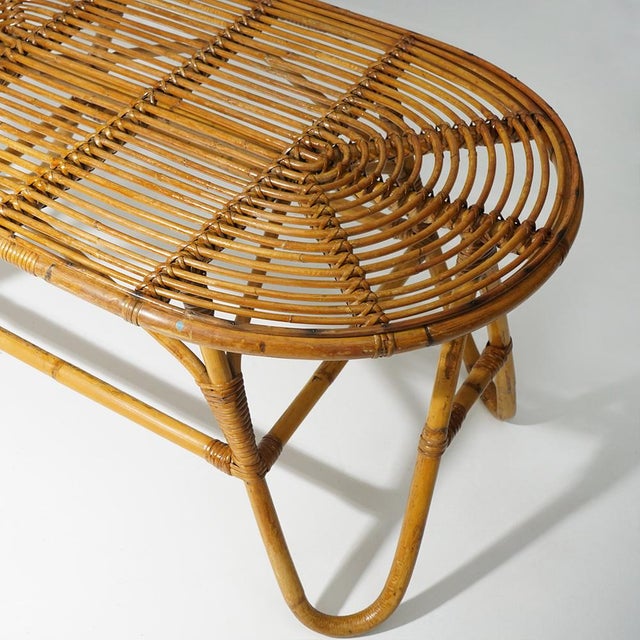 Wicker Coffee Table with Oval Top, 1950s For Sale - Image 11 of 15