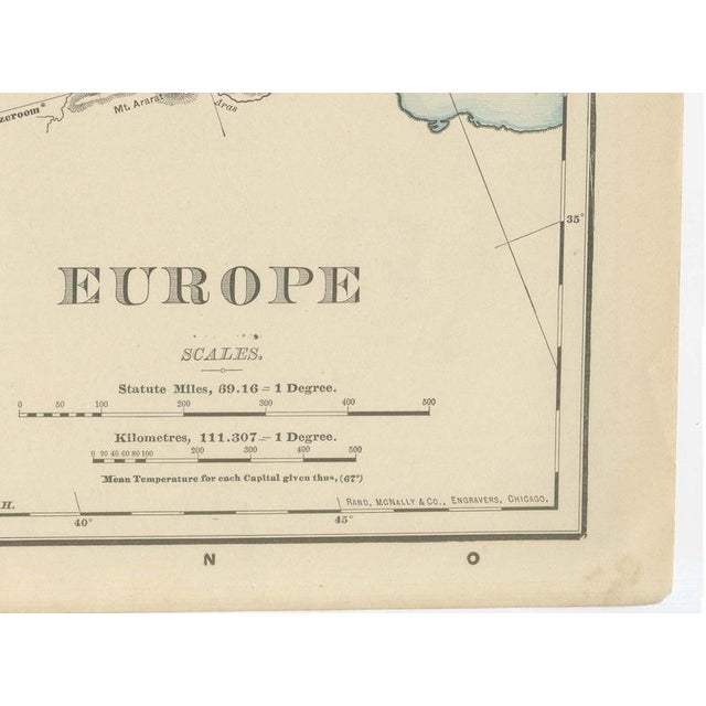 Antique Map of Europe Before the First World War by Rand McNally, 1899 For Sale - Image 9 of 12