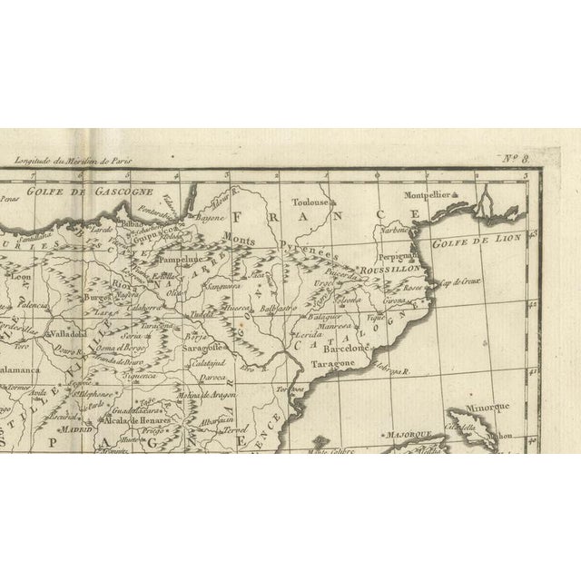 Spain and Portugal Map by Bonne, 1780 For Sale - Image 6 of 9