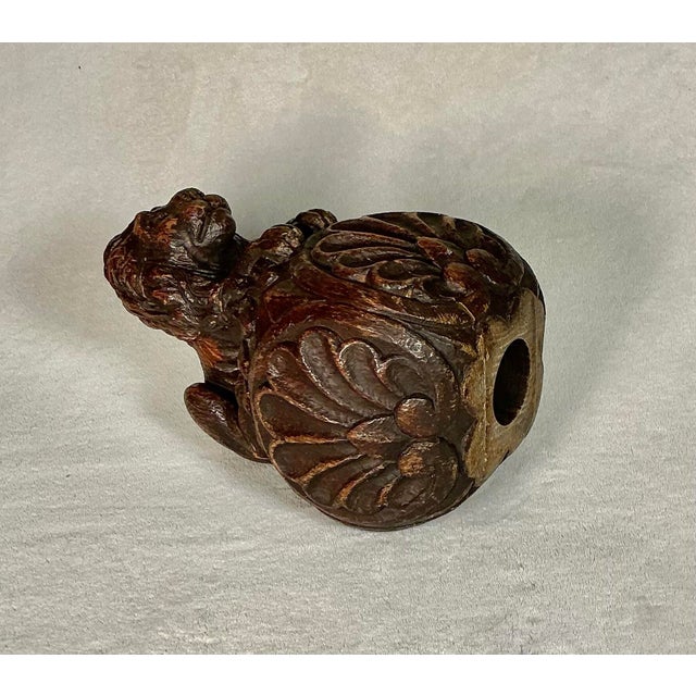 Antique 19th-Century Carved Oak Lion Newel Post Finial For Sale - Image 9 of 12
