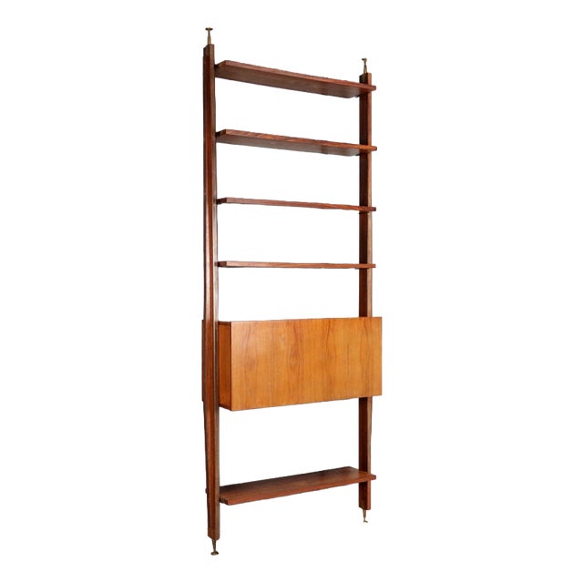 Vintage Bookcase with Bar Compartment, 1950s For Sale