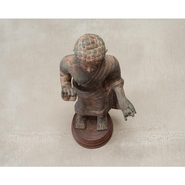 Wood South Asian Cast Iron Buddha Figure Abhaya Mudra Pose 3 Ft For Sale - Image 7 of 18