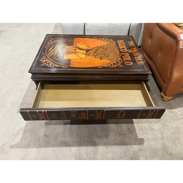 Wooden Book Shaped Single Drawer Coffee Table | Chairish