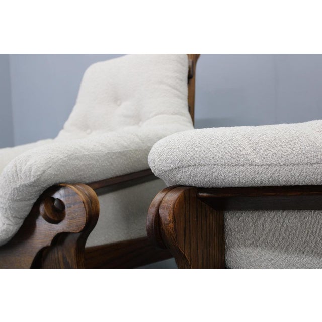 Brutalist Oak Armchairs, Czechoslovakia, 1970s, Set of 2 For Sale - Image 14 of 17