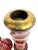 1970s Pair of Hand-Painted Red and Gold Wooden Candleholders With Brass Trim For Sale - Image 4 of 13