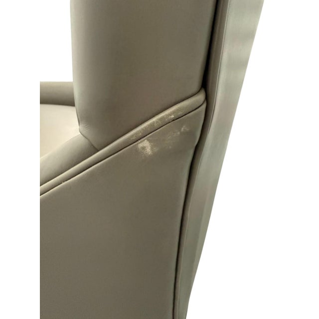 Taupe Arhaus Rhen Leather Side Arm Chair - Showroom Sample For Sale - Image 8 of 11