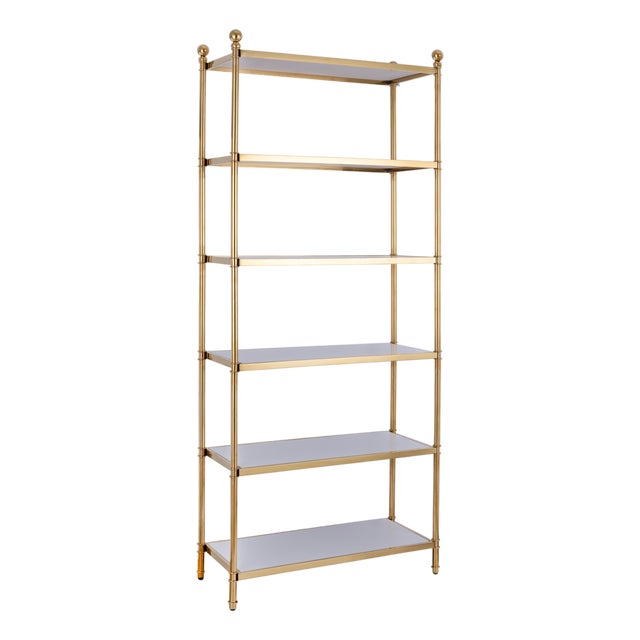 Pasargad Home Nuva 5-Tier Stainless Steel Etagere Bookcase, Gold Finish For Sale