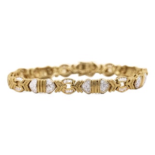 4.6 Carat Diamond Multi-Shape Link 18k Gold Unisex Bracelet For Sale