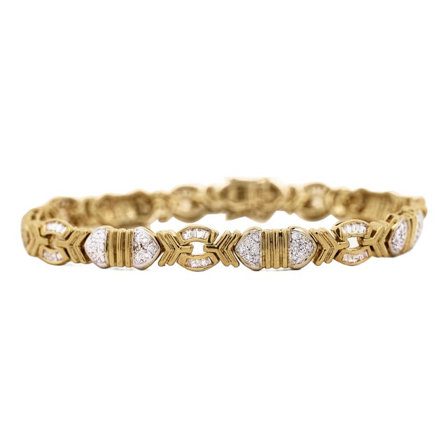 4.6 Carat Diamond Multi-Shape Link 18k Gold Unisex Bracelet For Sale