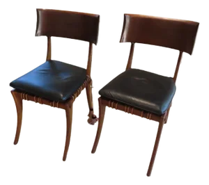 Amazing Pair of 1980s Custom Vintage Klismos Style Solid Walnut Dining Chairs