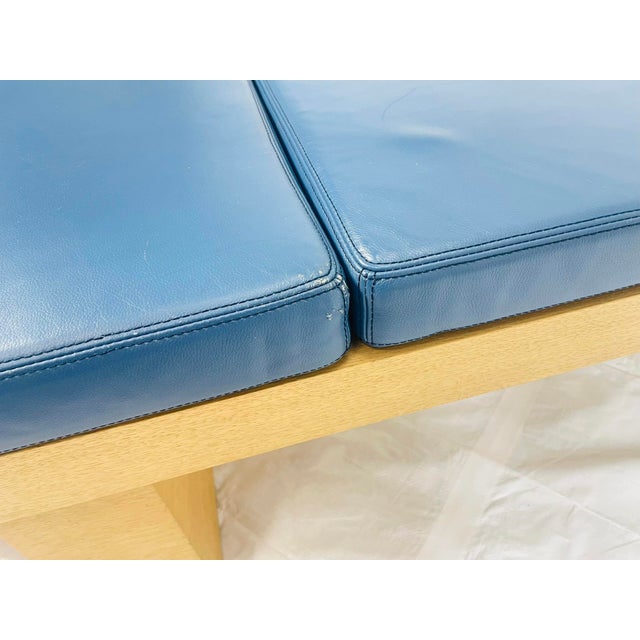 1980s Modernist Platform Bench With Blue Leather Cushions, Custom La Design For Sale - Image 14 of 18