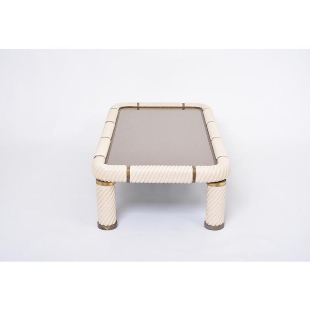 1970s Large White Ceramic and Brass Coffee Table by Tommaso Barbi, 1970s For Sale - Image 5 of 16