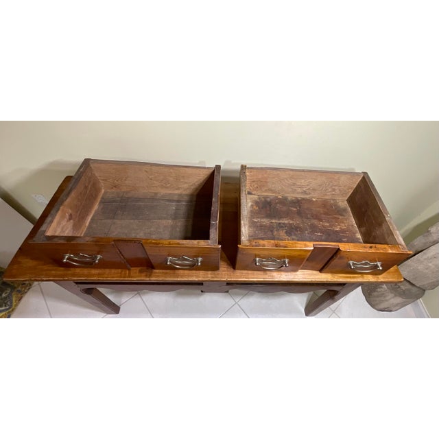 Antique Farmhouse Console Table Handcrafted Rustic Credenza Vintage Country For Sale - Image 15 of 17