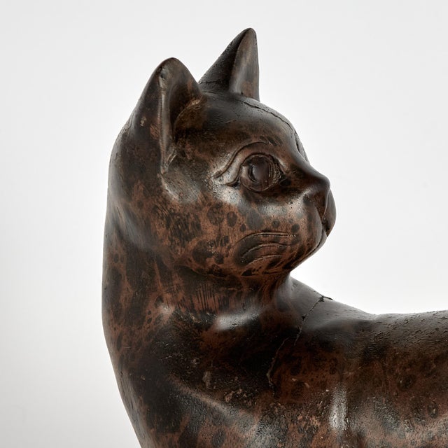 Mid 20th Century Pair of Vintage Carved Wood Cats For Sale - Image 5 of 9