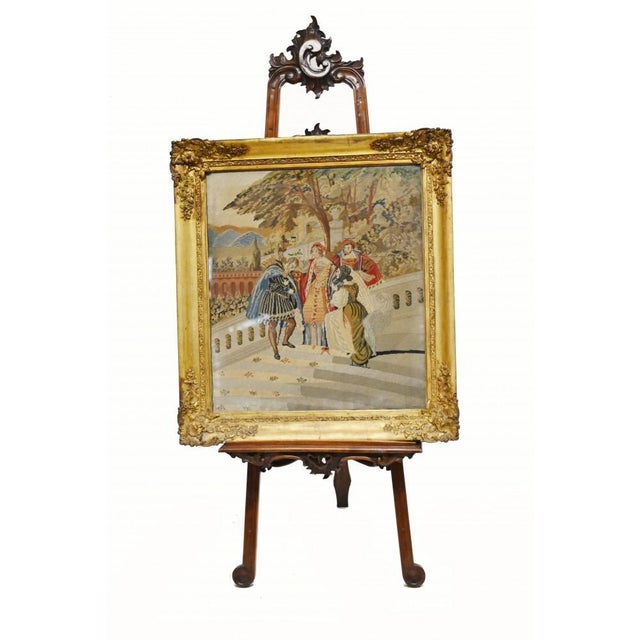 Antique Italian Nobleman Tapestry in Gilt Frame, 1880s For Sale - Image 11 of 11