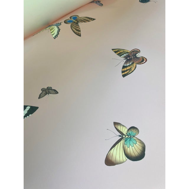 36“*100”/Panel, Modern Whimsical Butterfly Mural Wallpaper in Pink For Sale - Image 4 of 6