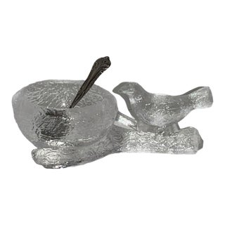 Vintage Bird Salt Cellar With Sterling Spoon For Sale