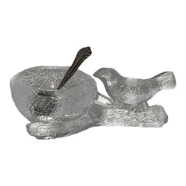 Vintage Bird Salt Cellar With Sterling Spoon For Sale