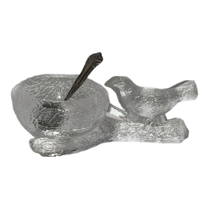 Vintage Bird Salt Cellar With Sterling Spoon