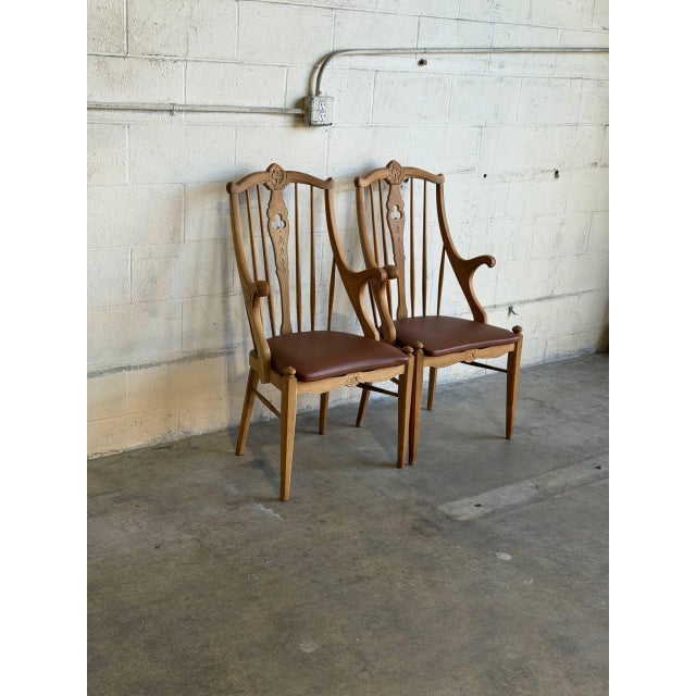 Mid-Century Modern Oak Wood Armchairs Sculptural Accent Chairs Denmark Set of 2 1960s For Sale - Image 3 of 11