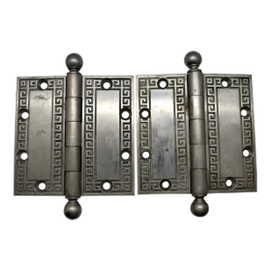 1900s Yale Silver Greek Key Hinges - a Pair