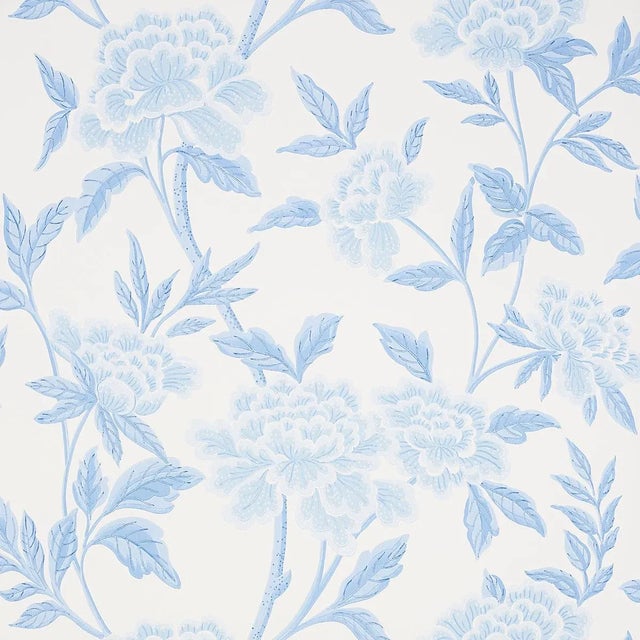 Not Yet Made - Made To Order Sample - Schumacher Whitney Floral Wallpaper in Blue For Sale - Image 5 of 5