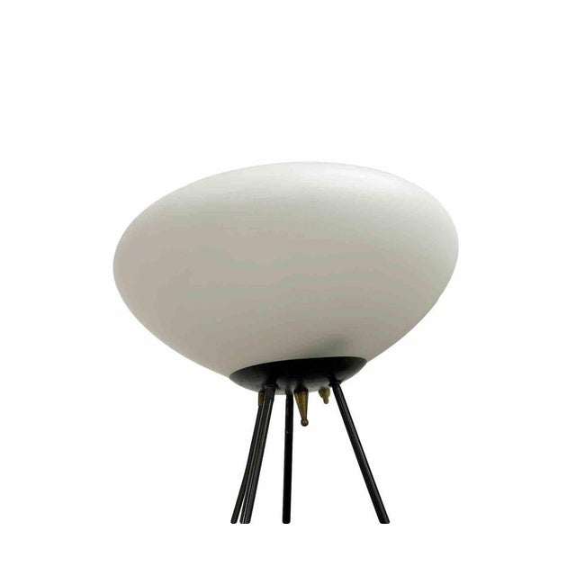 Tripod stilnovo lamp, metal and murano glass, 1970s. H 110c d38 cm. Good conditions! this piece is attributed to the...