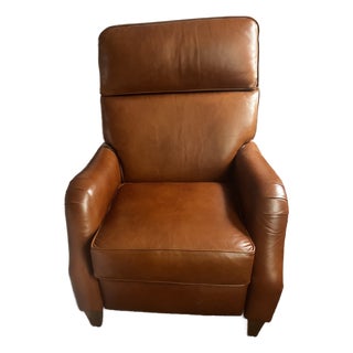 Ethan Allen - Aiden Leather Recliner, Old English/Saddle For Sale