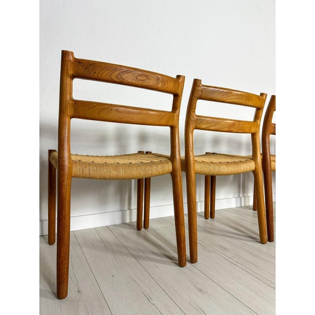 Vintage Danish Teak and Papercord Dining Chairs 84 by Niels O. Møller for Jl Møller, 1960s, Set of 6 For Sale - Image 10 of 13