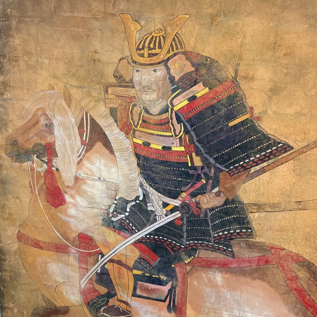 Japanese "Sumimoto Hosokawa on Horseback'' Large Scale Painting For Sale - Image 3 of 12