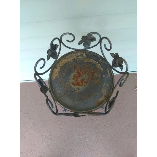 Metal Vintage Dark Wrought Iron Maple Leaf Design Stand For Sale - Image 7 of 9