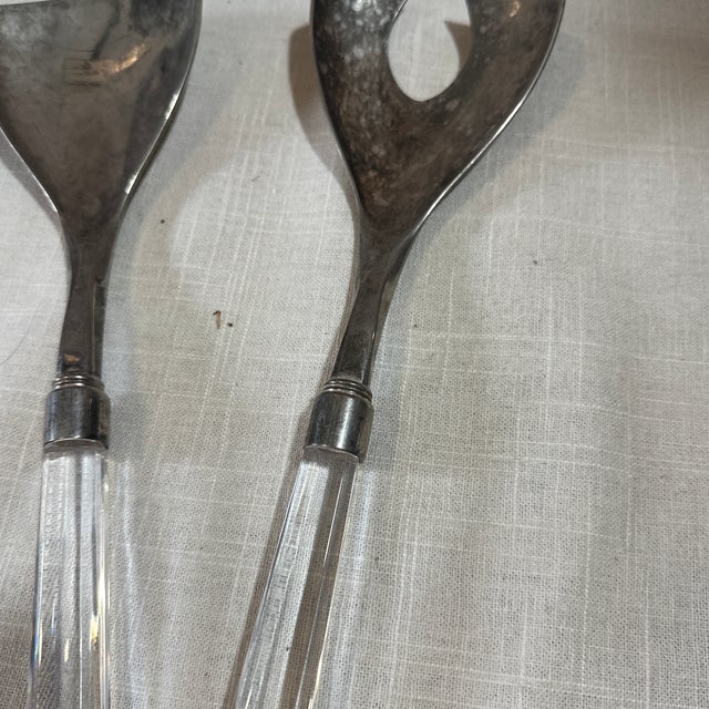 Pair of 1970s Lucite and Silver Serving Utensils For Sale - Image 4 of 8