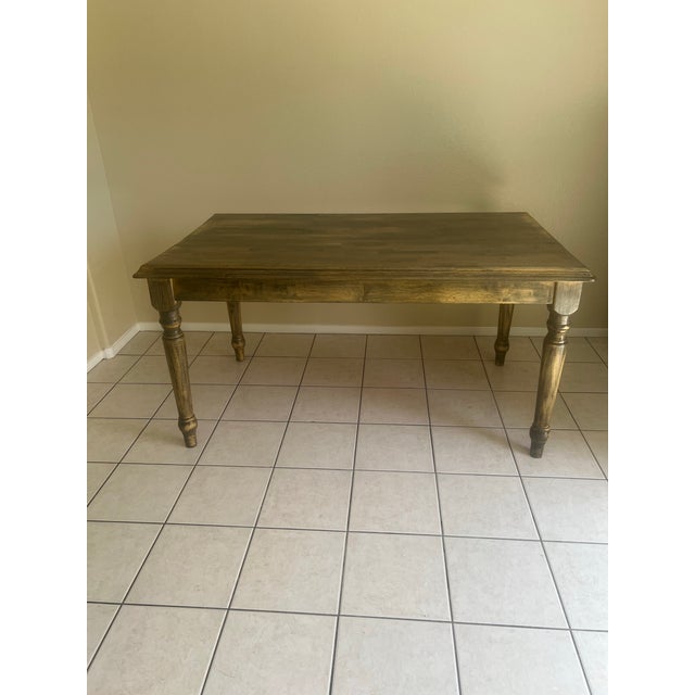Wood Hand-Refinished Solid Wood Farmhouse Table - Timeless Rustic Charm For Sale - Image 7 of 11