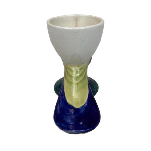 1920s French Majolica Peacock Egg Cup Sarreguemines Circa 1920 For Sale - Image 5 of 9