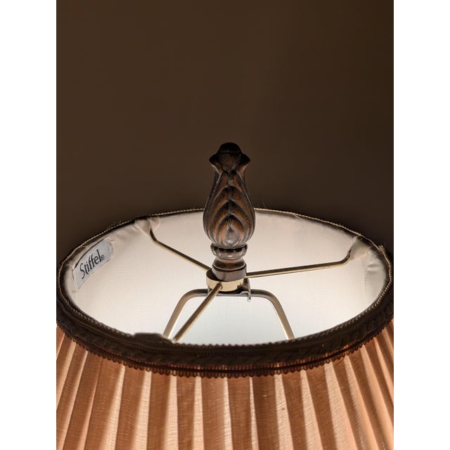 Matching pair of striking statement table lamps manufactured by the legendary Stiffel Lamp Company. Masterfully bridging...