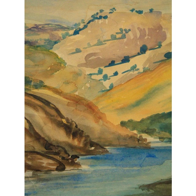 Mid 20th Century Vintage Watercolor Landscape Mid-20th Century For Sale - Image 5 of 6