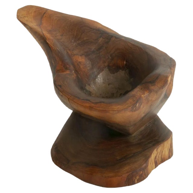 Brutalist Olive Wood Vide Poche by Charlotte Perriand, France, 1950s For Sale