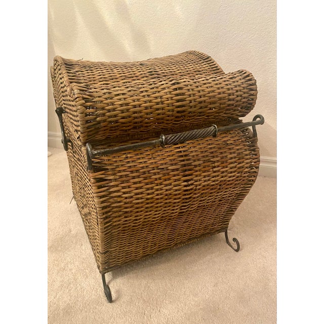 Elevate your space with this striking vintage Bombay-style wicker storage trunk. Combining rustic texture with elegant...