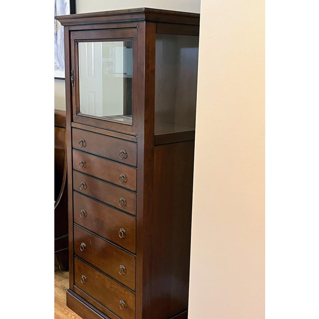 French Country Grange French Empire Style Cherry Jewelry Display and Lingerie Cabinet For Sale - Image 3 of 6