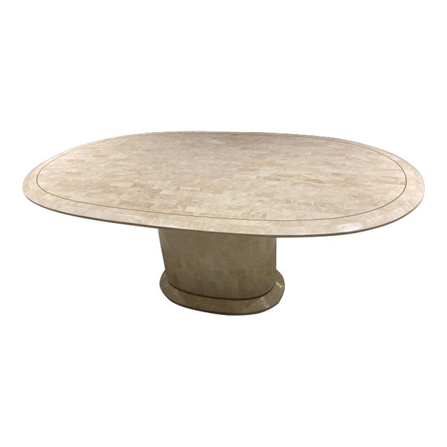 1980s Pedestal Base Dining Table in Tessellated Stone From Maitland-Smith Philippines For Sale